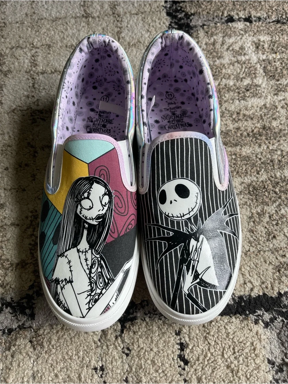 The Nightmare Before Christmas Sally and Jack Skellington Slip On Shoes